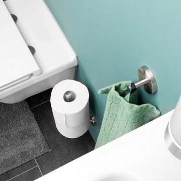 bremermann Toilettenpapierhalter Bad-Serie PIAZZA BAMBUS – Ersatzrollenhalter aus Edelstahl & Bambus