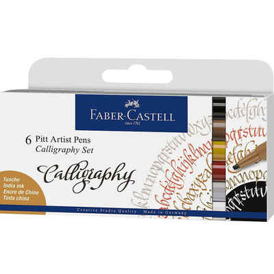 Faber-Castell Filzstift »PITT ARTIST Pens Tuschestift Callygraphy, 6 Farben«