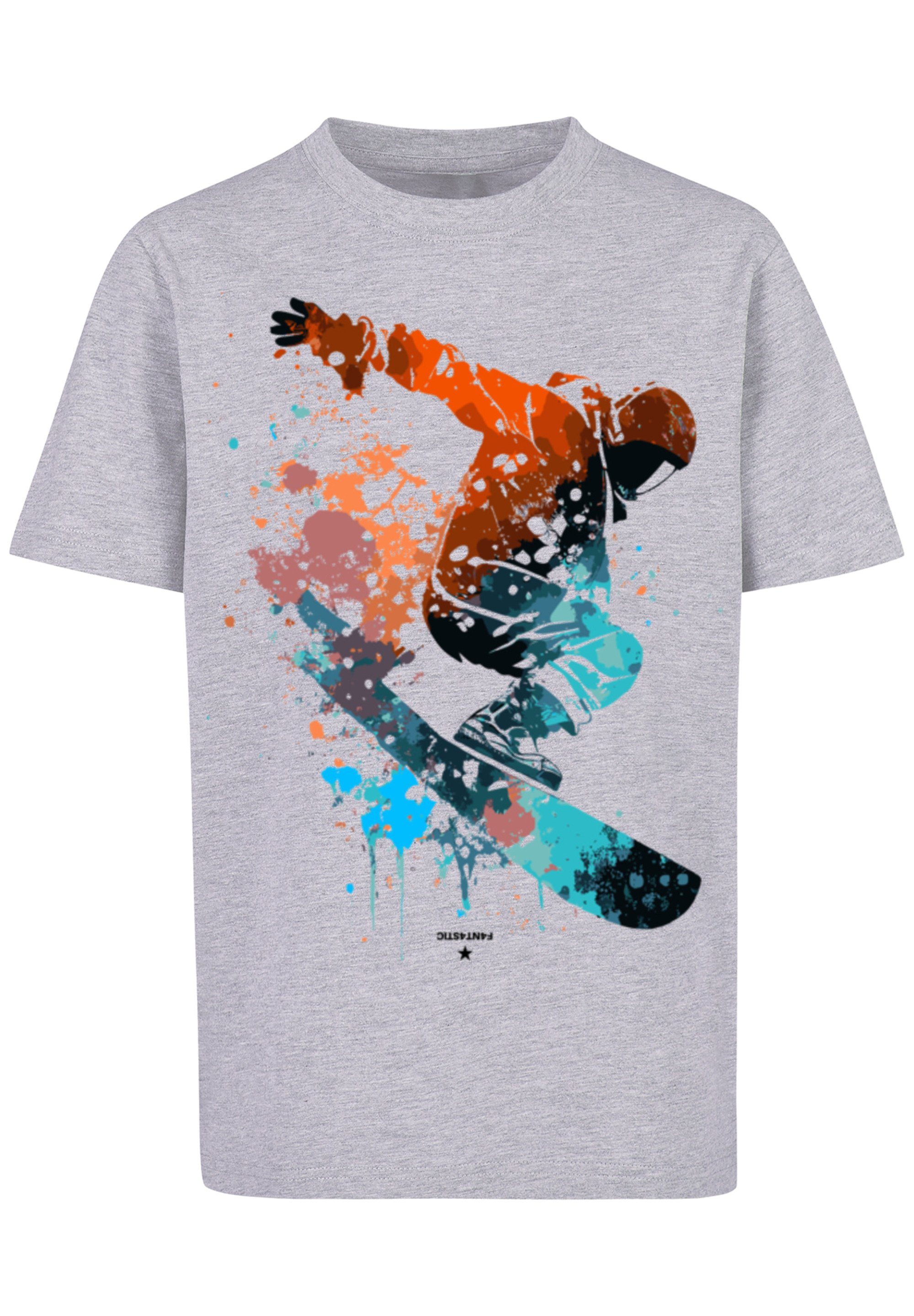 F4NT4STIC T-Shirt Snowboarder Print heather grey