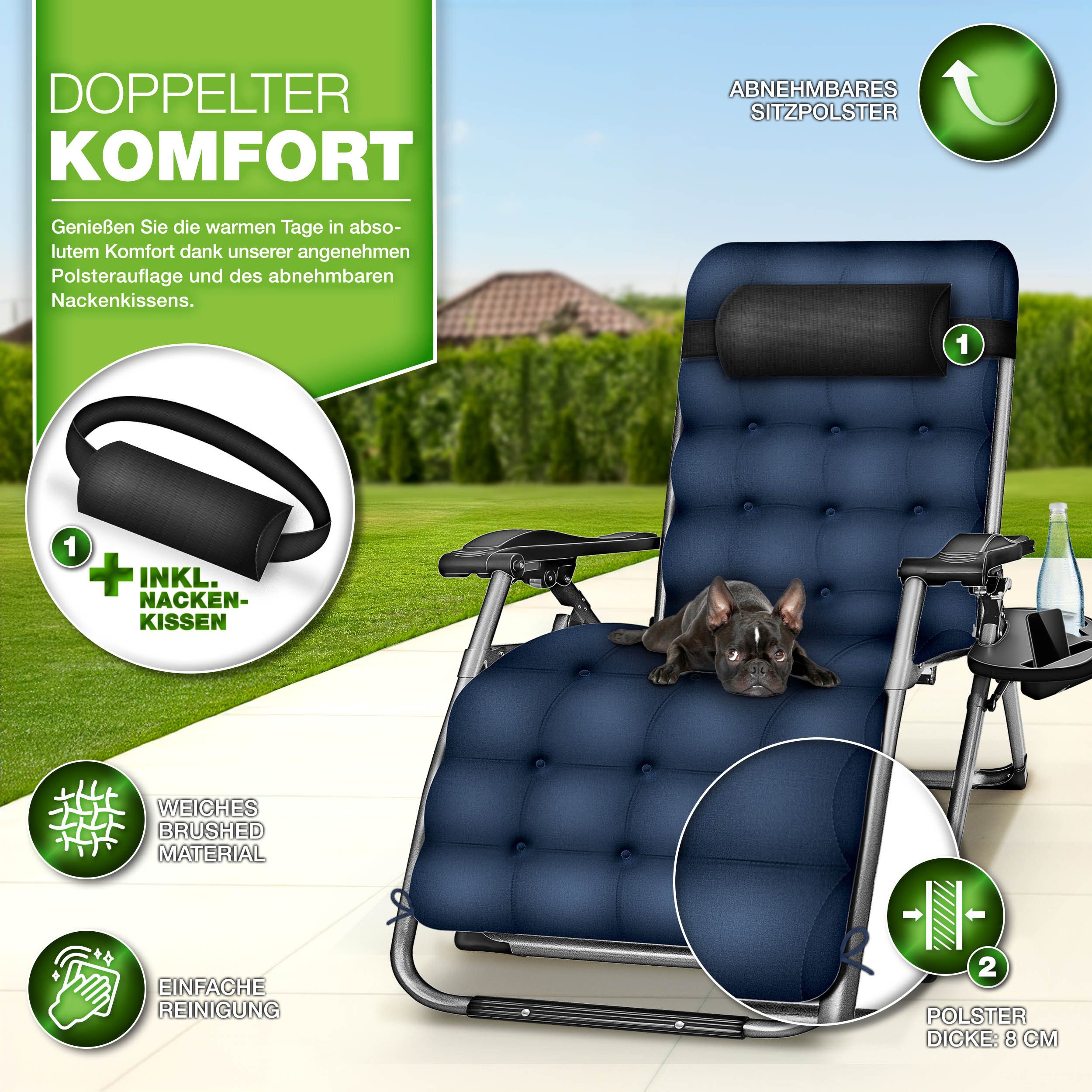 tillvex Gartenliege tillvex® Liegestuhl klappbar bis 200 kg, Sonnenliege wetterfest für, Set – Bild 2 von 5