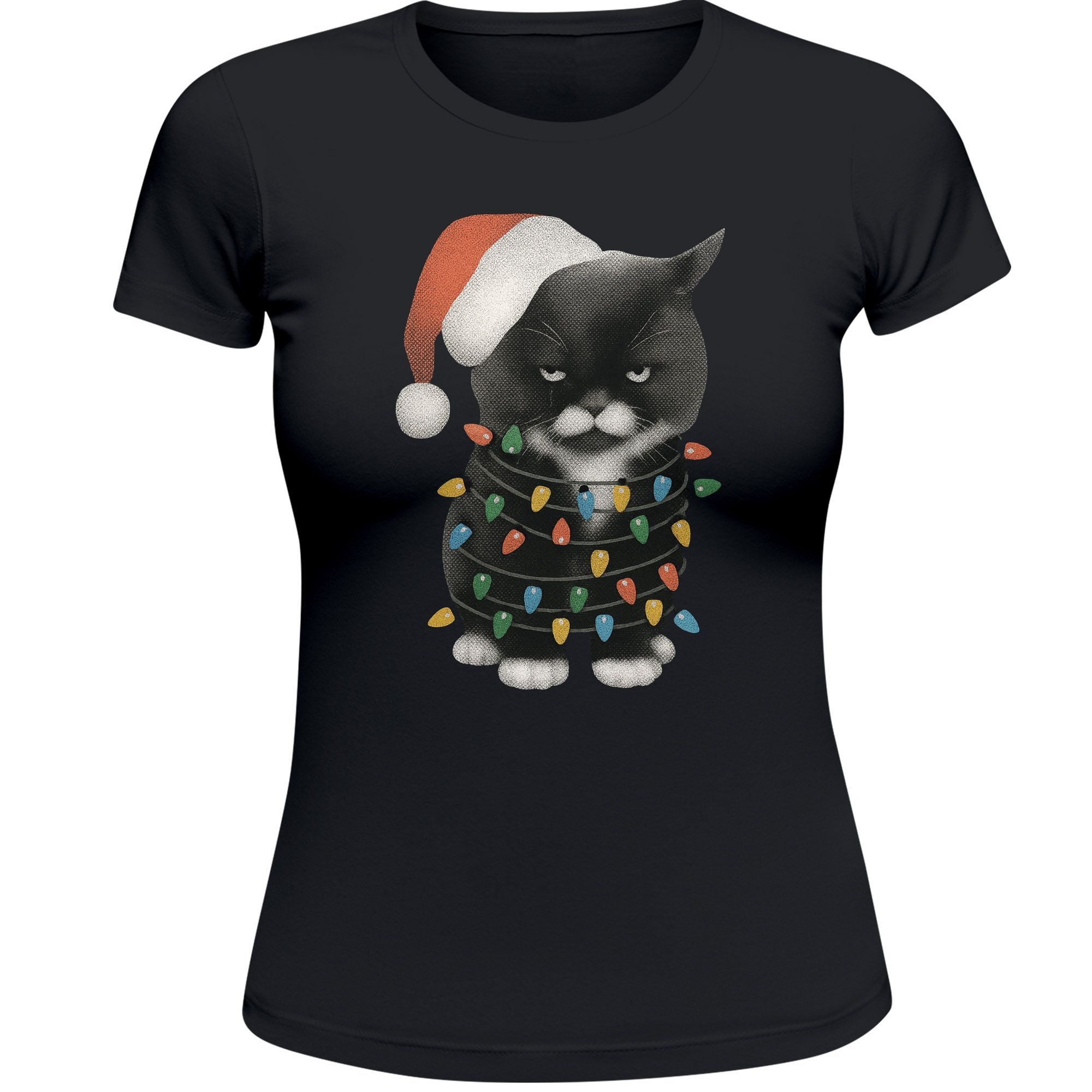 Neverless Print-Shirt Damen T-Shirt Weihnachtsshirt Katze Grumpy Cat Weihna günstig online kaufen