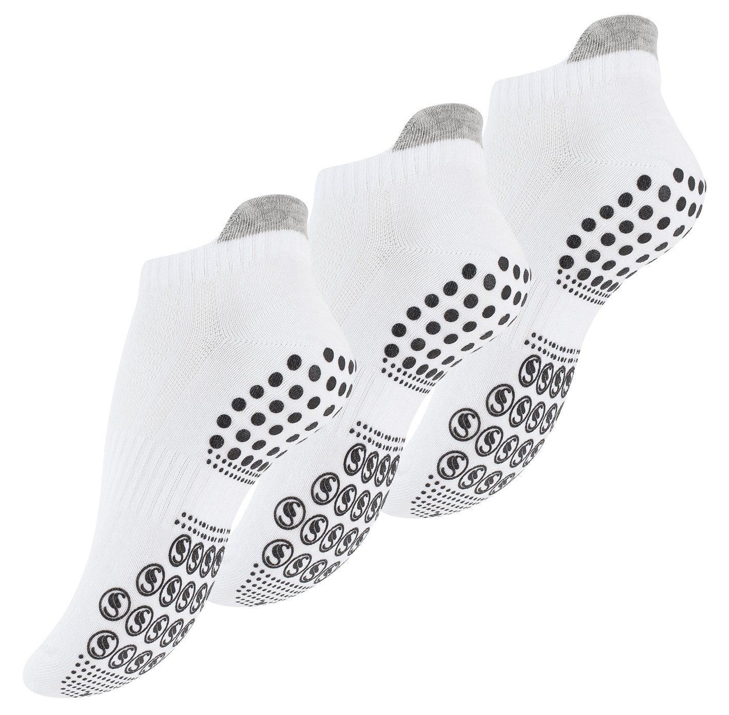 Stark Soul® Sportsocken rutschfeste Sneakersocken mit Fersenschutz und ABS - Antirutschsohle (3 Paar) für Yoga, Pilates, Trampolin