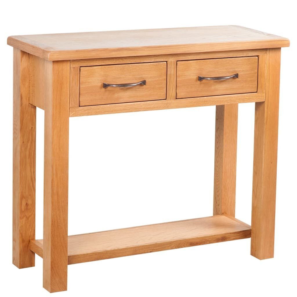 vidaXL Beistelltisch Konsolentisch mit 2 Schubladen 83x30x73 cm Massivholz Eiche (1-St)