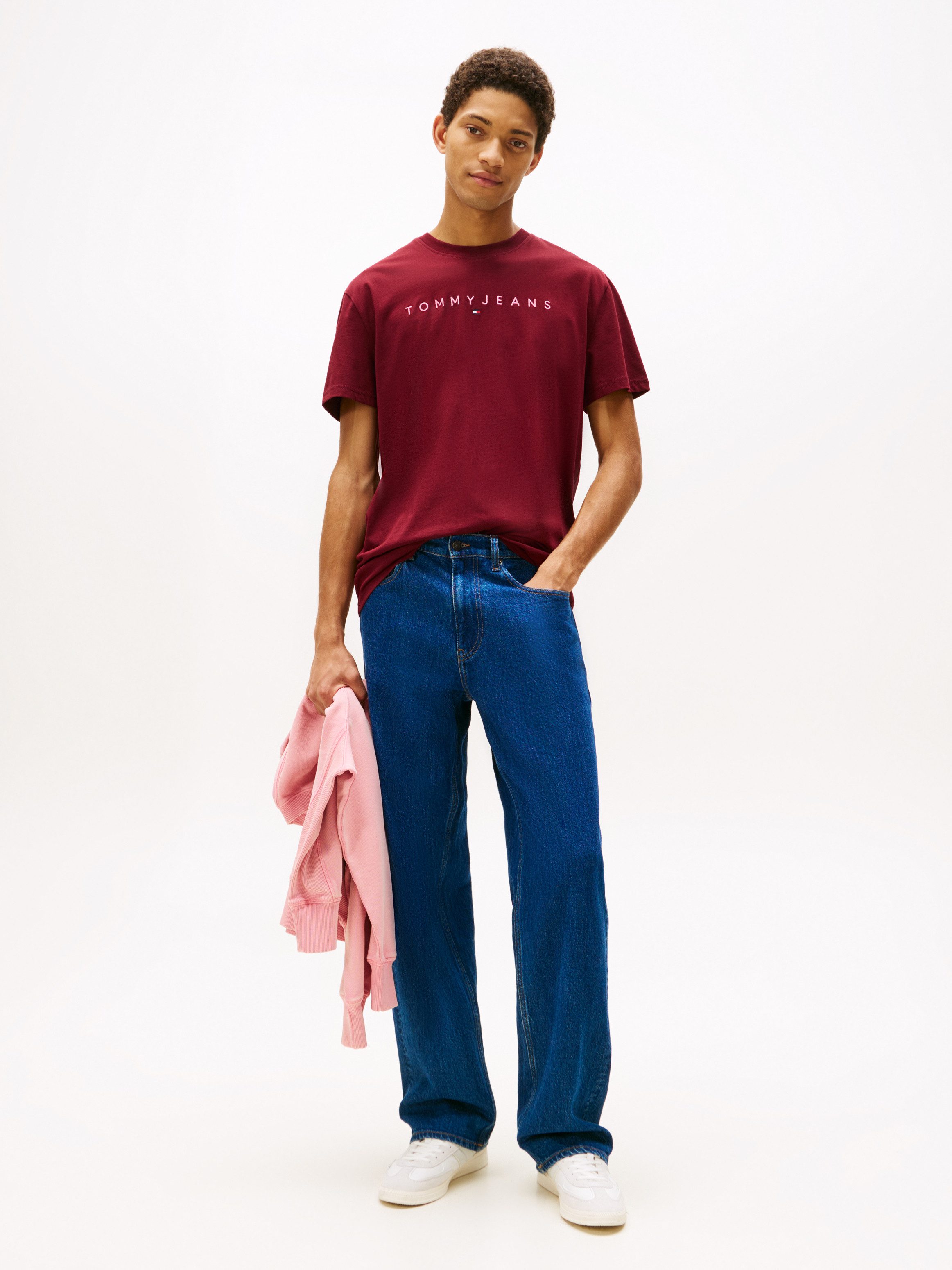 Tommy Jeans T-Shirt TJM REG LINEAR LOGO TEE EXT Rundhals, Regular Fit