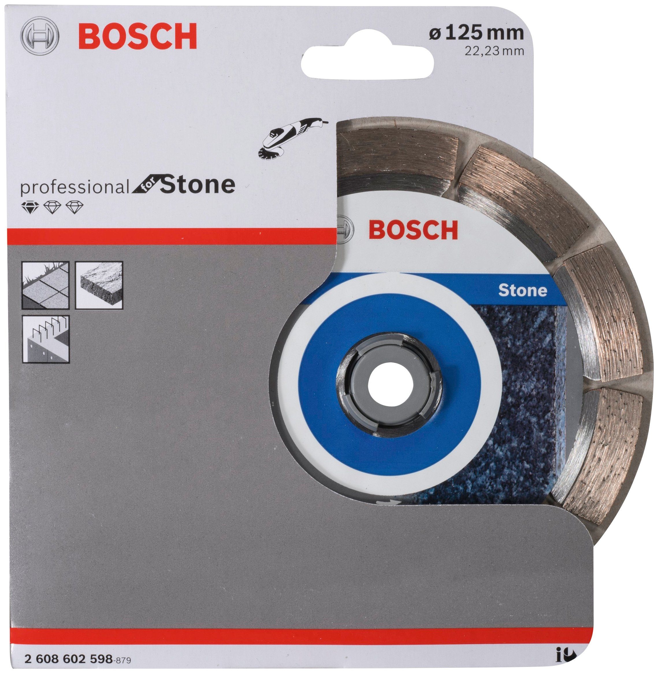Bosch Professional Diamanttrennscheibe Standard for Stone, Durchmesser 125, 22,23 x 1,6 x 10 mm
