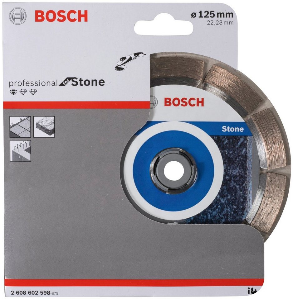 Bosch Professional Diamanttrennscheibe Standard for Stone, Durchmesser 125,  22,23 x 1,6 x 10 mm, Die Scheibe ist geeignet für Stein aller Art