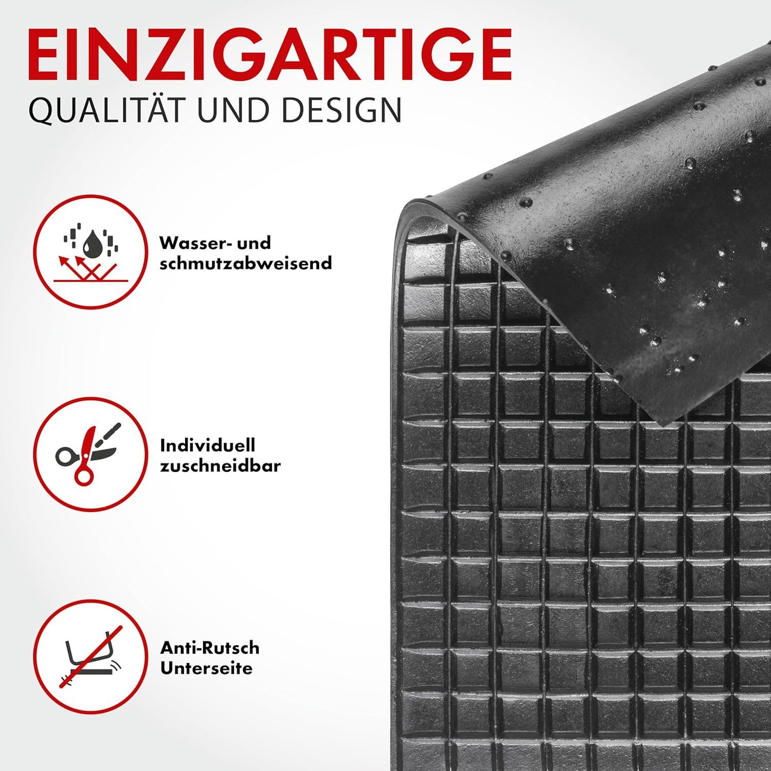 WALSER Universal-Fußmatten Gummimatte Automatte Gummi Universal 50x70cm (1 St), für Universal Universell, Gummi-Matte Fußmatte Kofferraum Schutzmatte Auto PKW G – Bild 2 von 5
