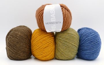 LANA GROSSA Basics Merino Seta Wolle zum Stricken und Häkeln Häkelwolle, 130,00 m (Wolle mit Merinowolle Baumwolle Seide, Strickgarn, Strickwolle, Handstrickgarn), reines Naturfasergarn Wolle mit Seide