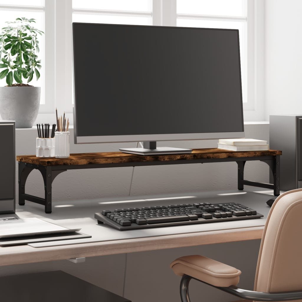 vidaXL Monitorständer Monitorständer Räuchereiche 85x23x15,5 cm Holzwerkstoff