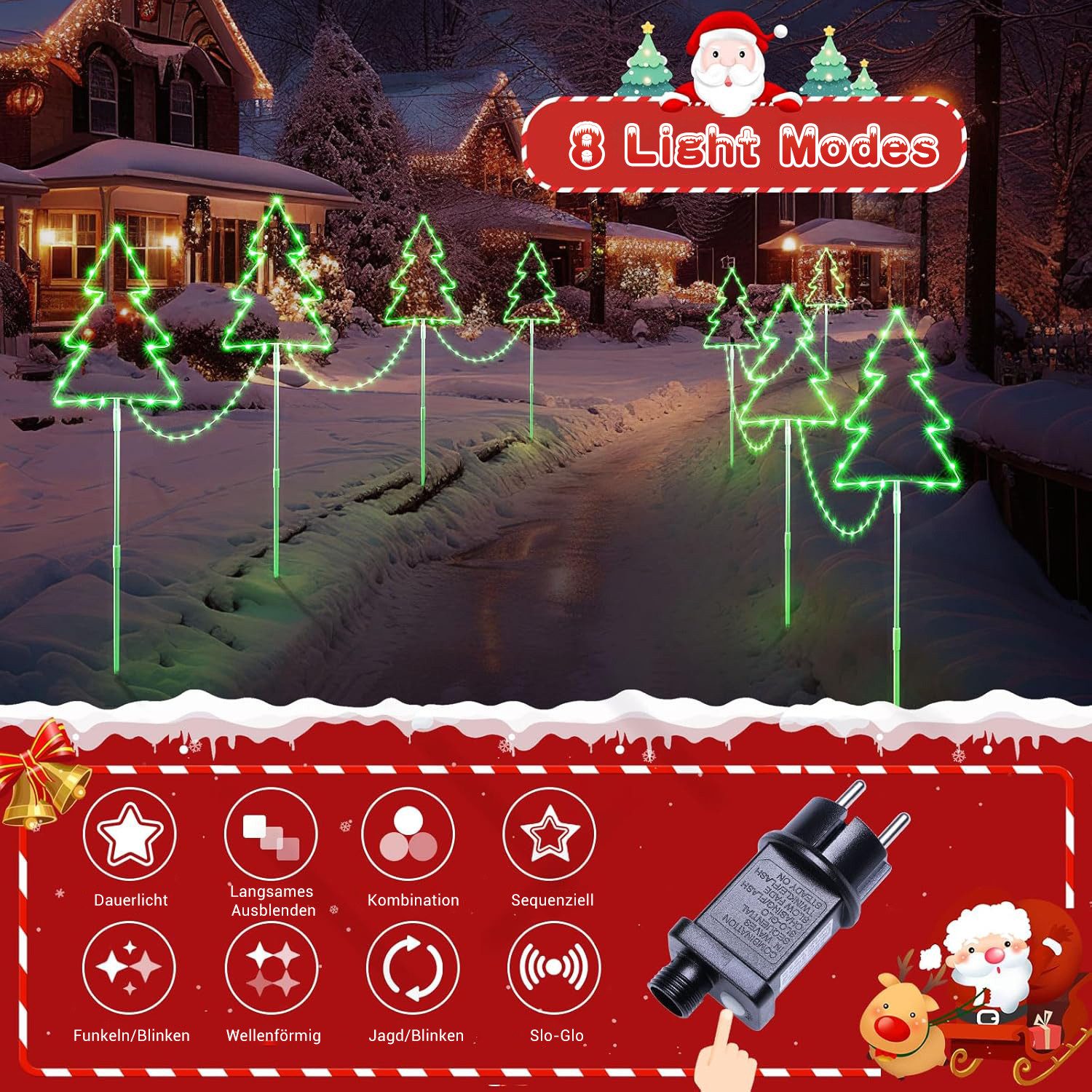 Elegear LED-Lichterkette Weihnachtsdeko Gartenstecker mit Timer, Weihnachts günstig online kaufen