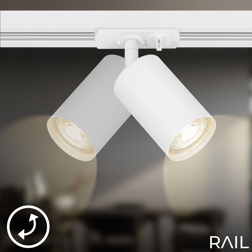 Briloner Leuchten LED Deckenleuchte 8005016, Dimmfunktion, ohne Leuchtmittel, Abhängig vom Leuchtmittel - Warmweiß / Neutralweiß / Kaltweiß, Spotlight 138mm Weiß max.9W Schienensystem Rail Wohnzimmer Büro Küche