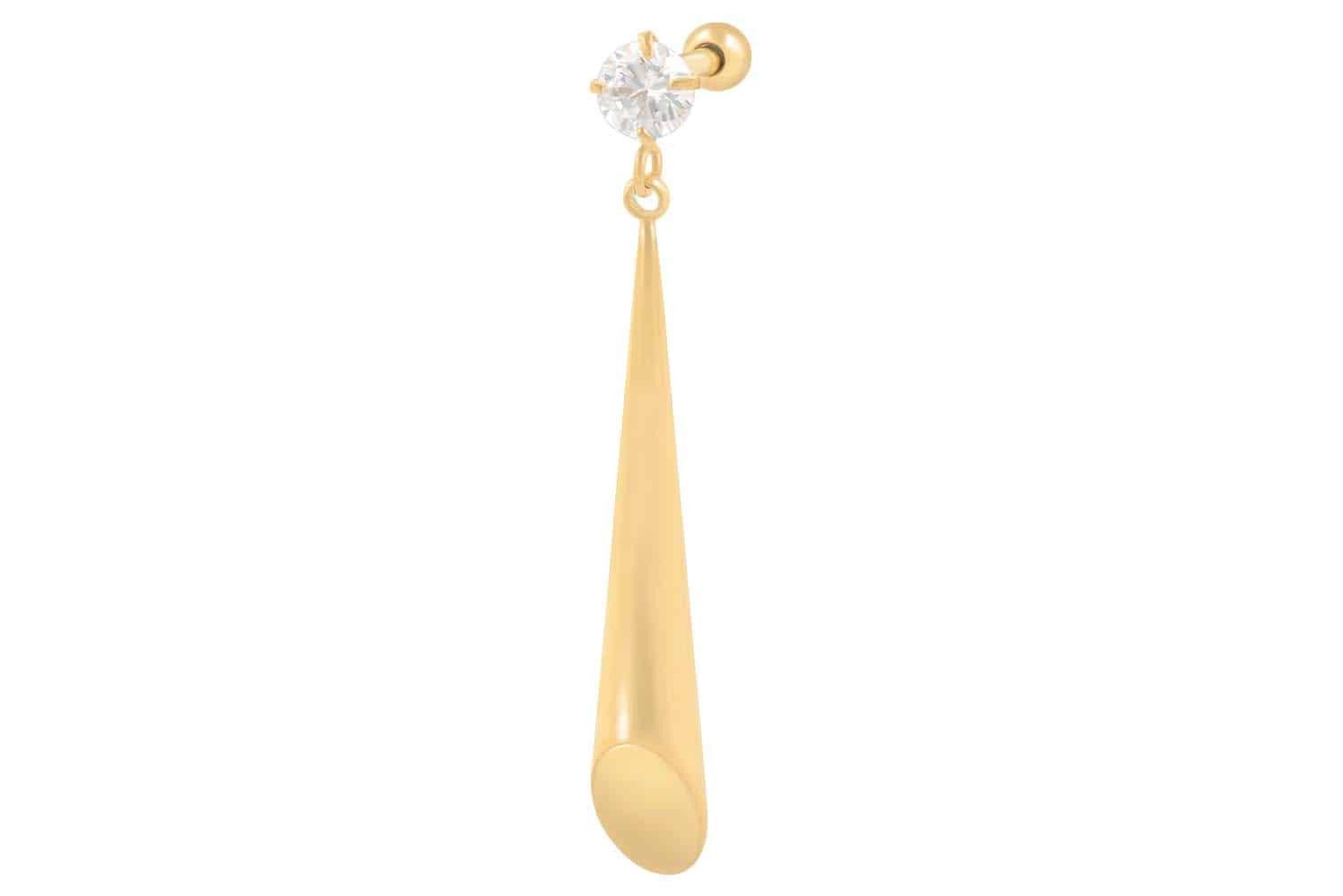 Single-Ohrstecker Chirurgenstahl Ohrpiercing KRISTALL + KEGEL