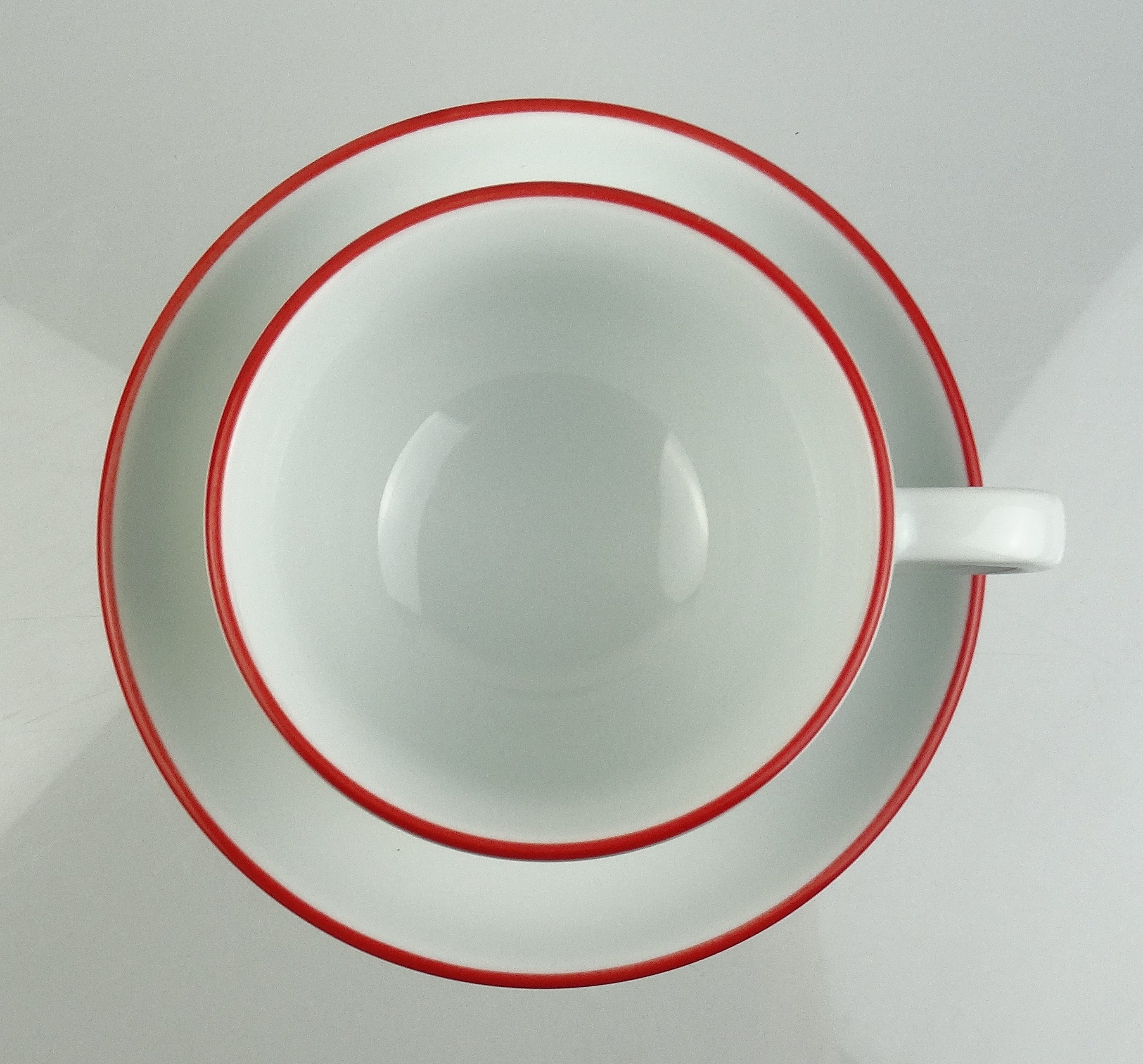 Ancap Cappuccinotasse dickwandig, roter Rand, Made in Italy, 2-tlg., Porzellan, 2-teilig