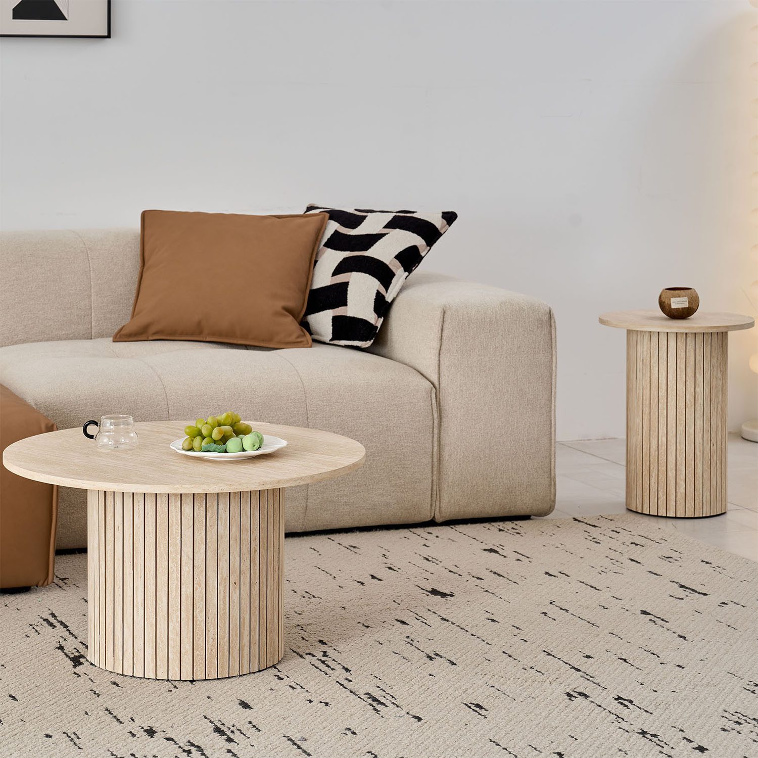 GrandCA HOME Couchtisch 2er Set Couchtisch, Runder Beistelltisch im Modernen Stil (2-St), aus MDF