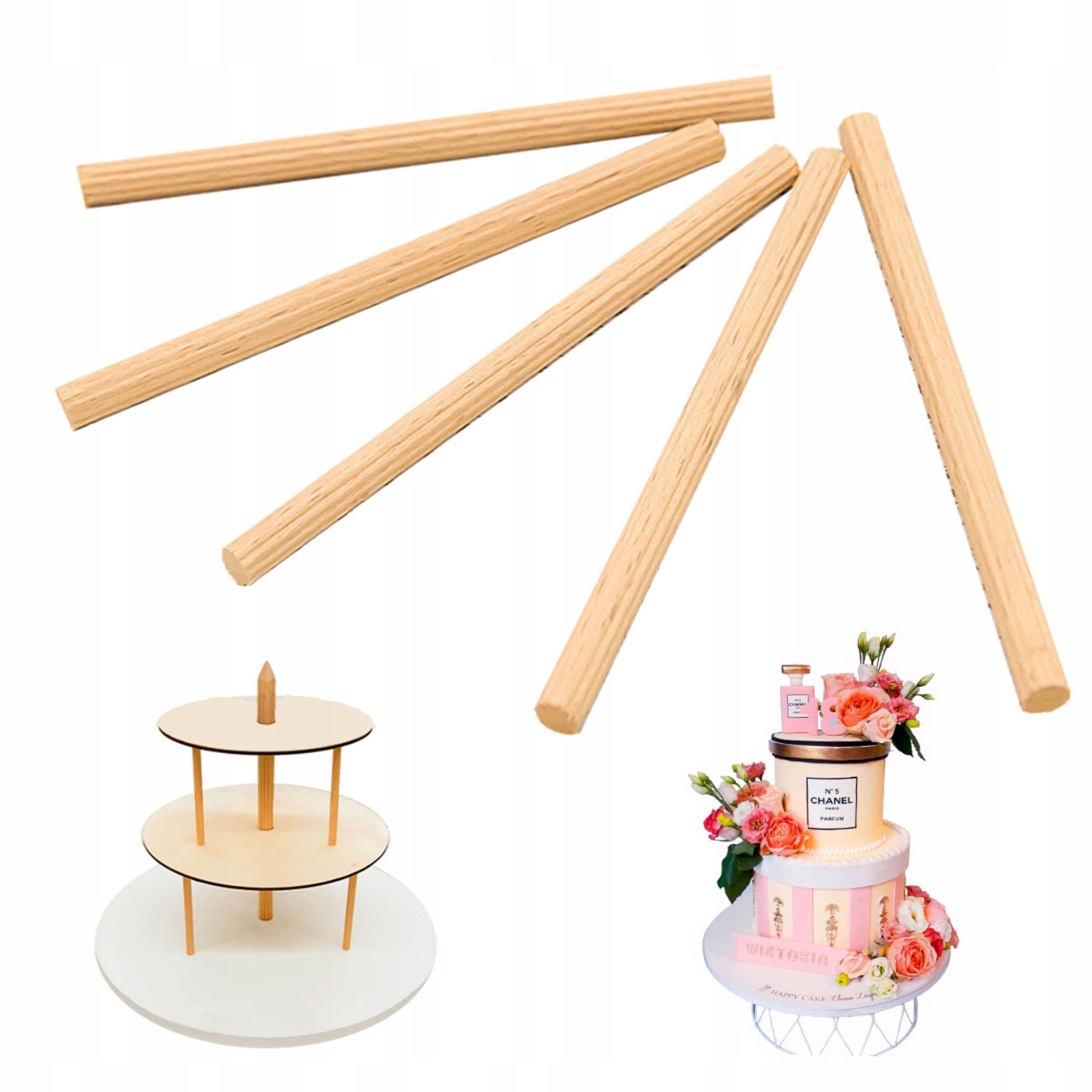 Holzdübel Holzdübel 15 cm – 5 Stück für verstecktes Etagen-Tortensystem