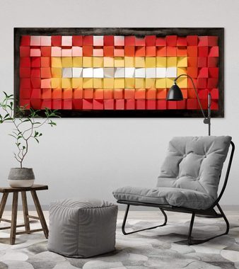 KUNSTLOFT Wandbild Flammentanz 140x60 cm, handgefertigtes Wandbild mit 3D Effekt