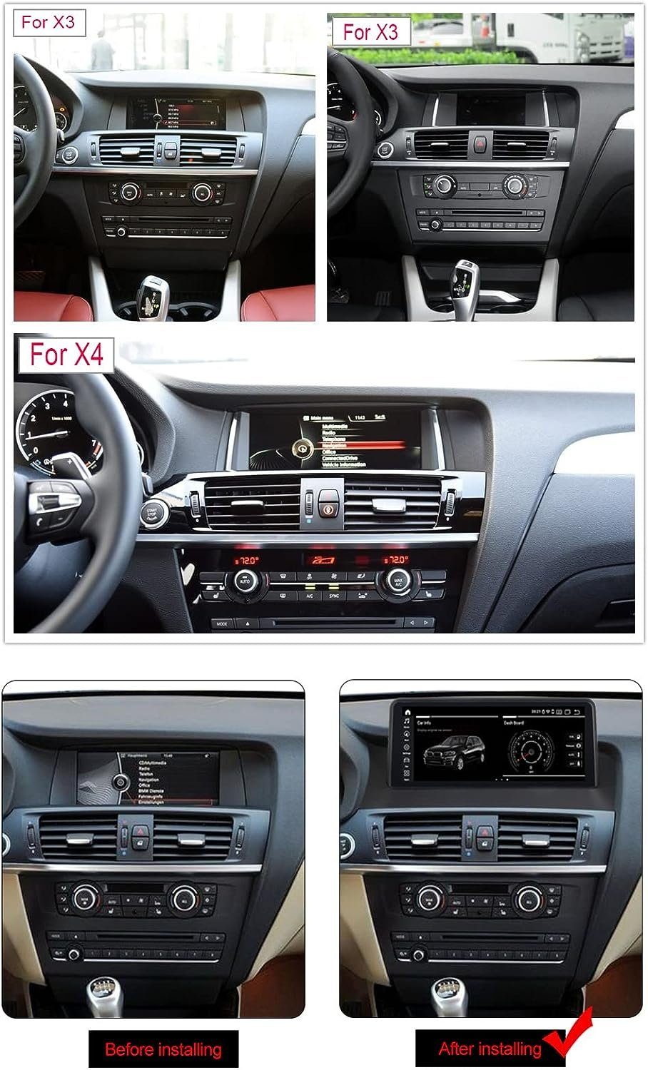 F25 Einbau-Navigationsgerät Android 13 F26 Carplay Apple Für BMW GABITECH Autoradio X3 X4 10.25''