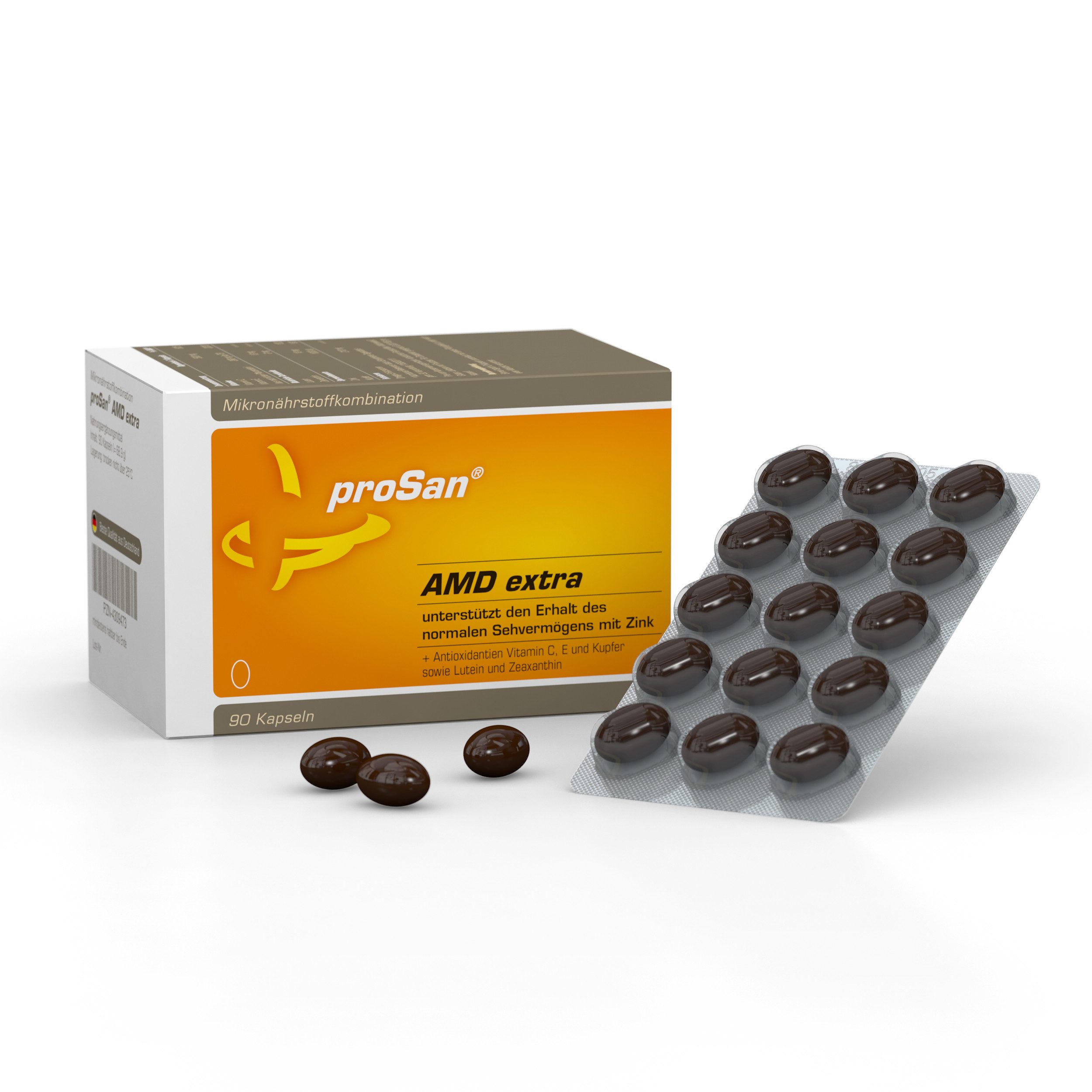 proSan AMD extra, Für den Erhalt des normalen Sehvermögens mit Zink, Kapseln, 90 St., 69 g