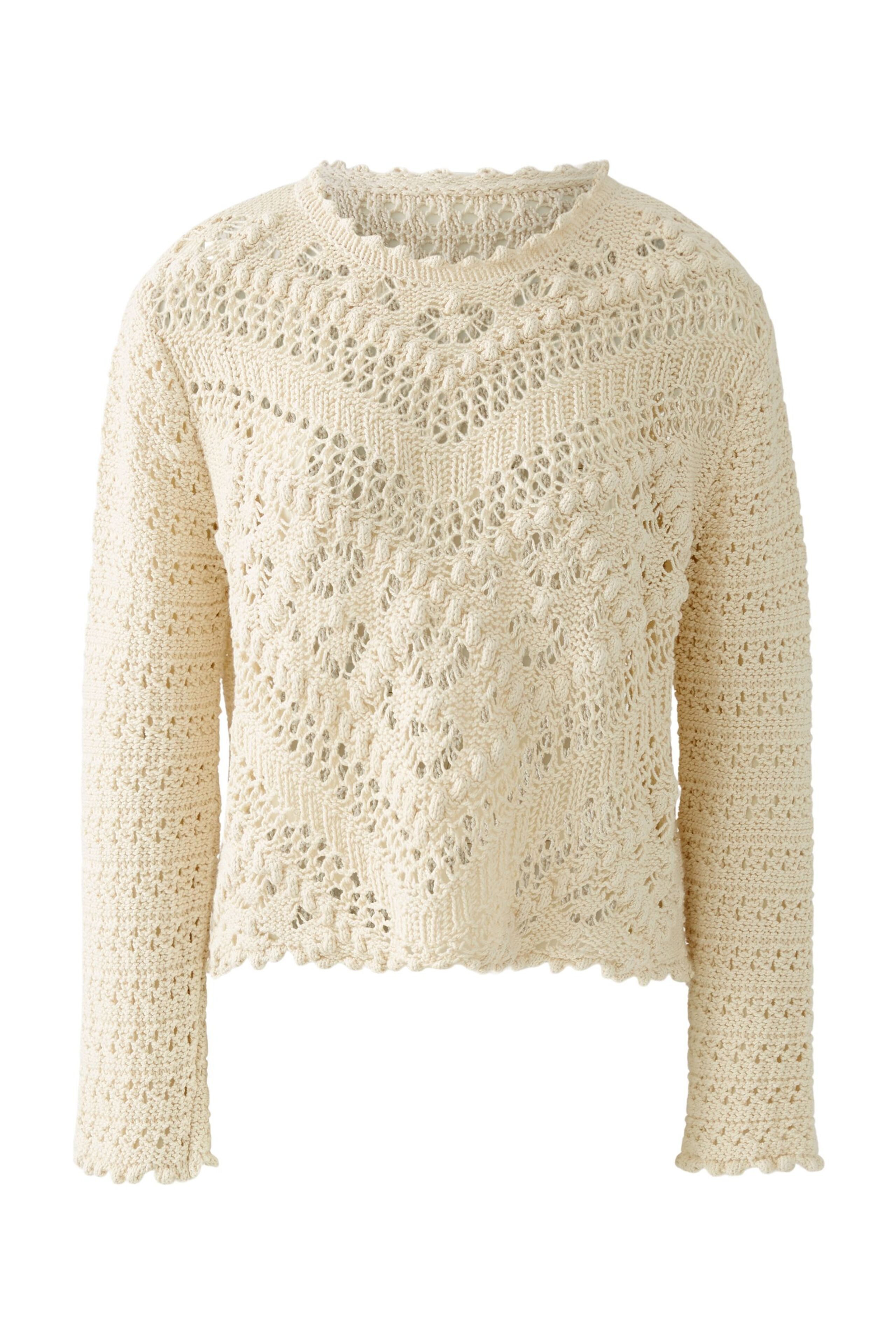 Strickpullover Oui Pullover in Häkeloptik gestrickt 42