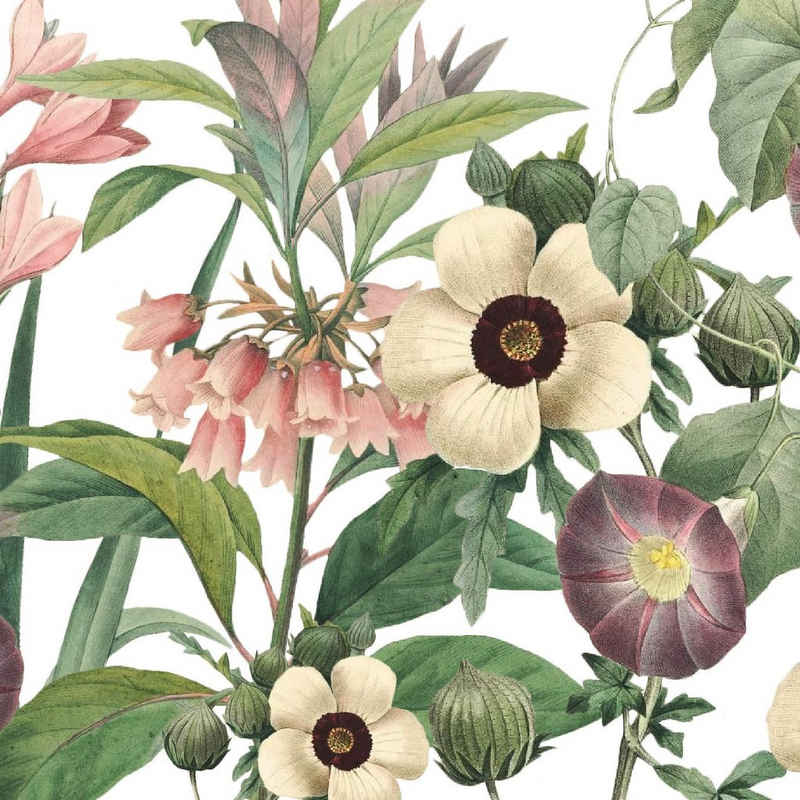 anna wand Bordüre »Wildblumen rosa/grün auf weiß - selbstklebend«, floral, selbstklebend