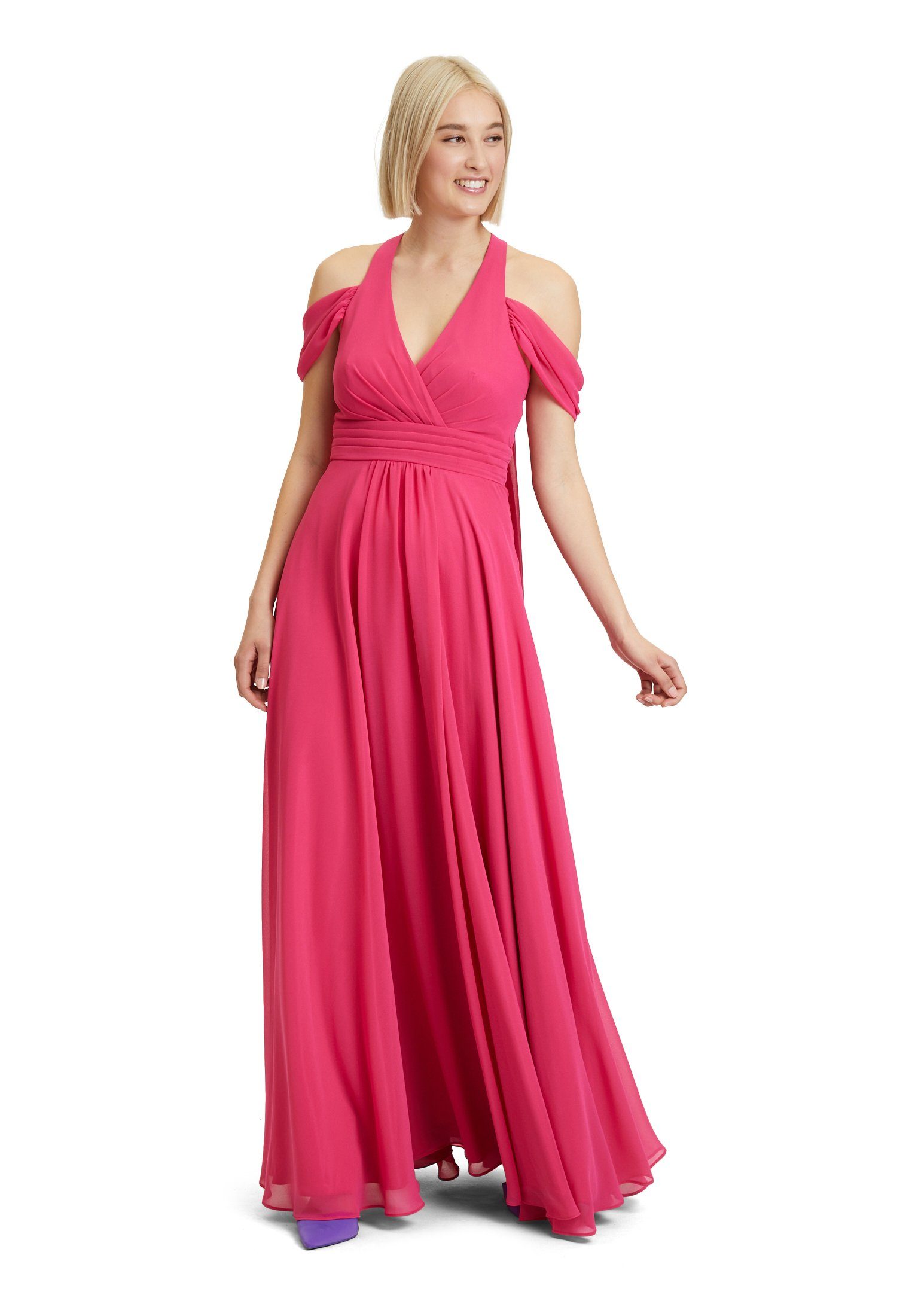 Vera Mont Maxikleid mit V-Ausschnitt Rasberry Design (1-tlg) Fizz