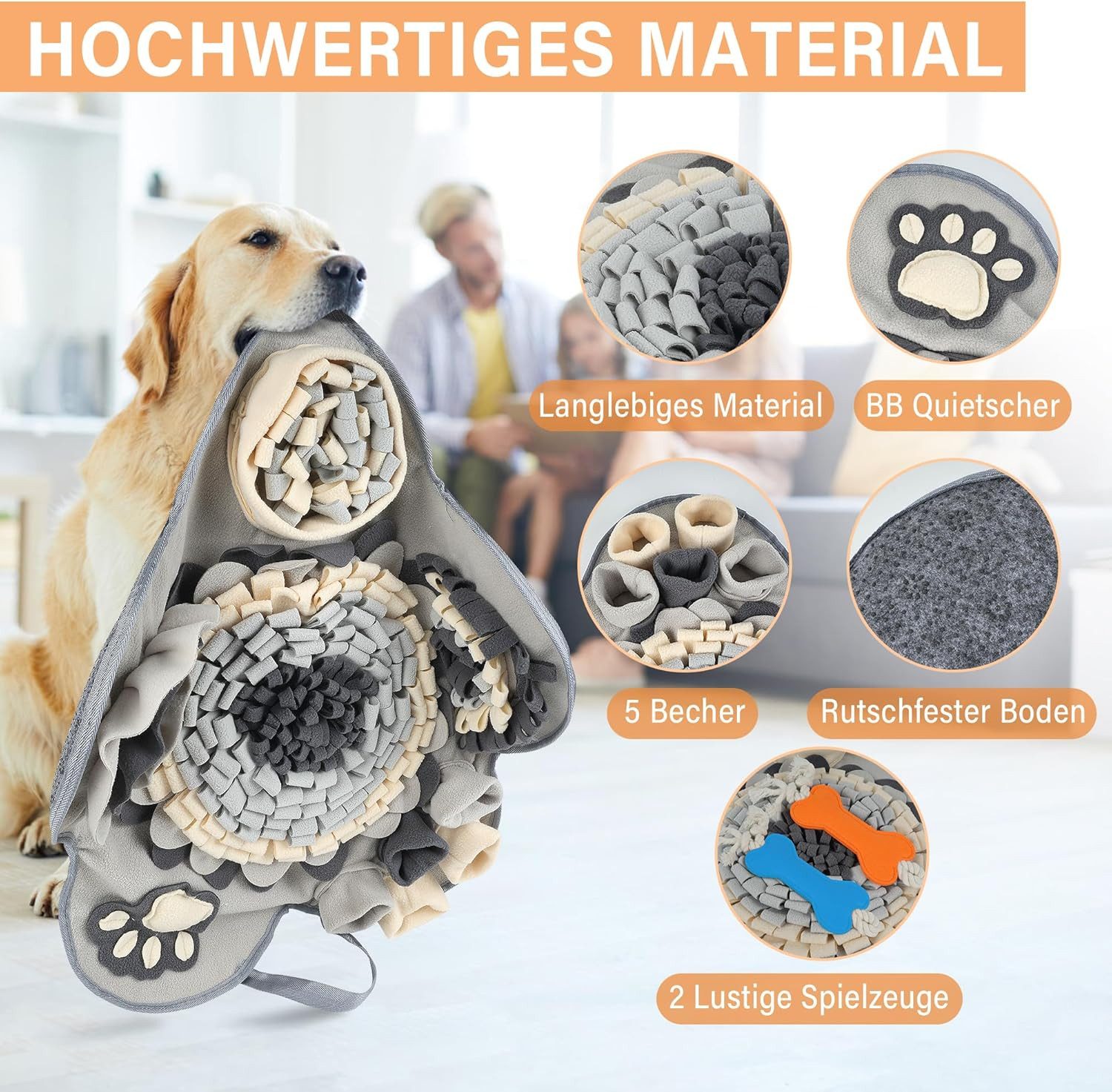 Agger Tier-Intelligenzspielzeug Schnüffelteppich Hund, Futterschnüffel-Futtermatte