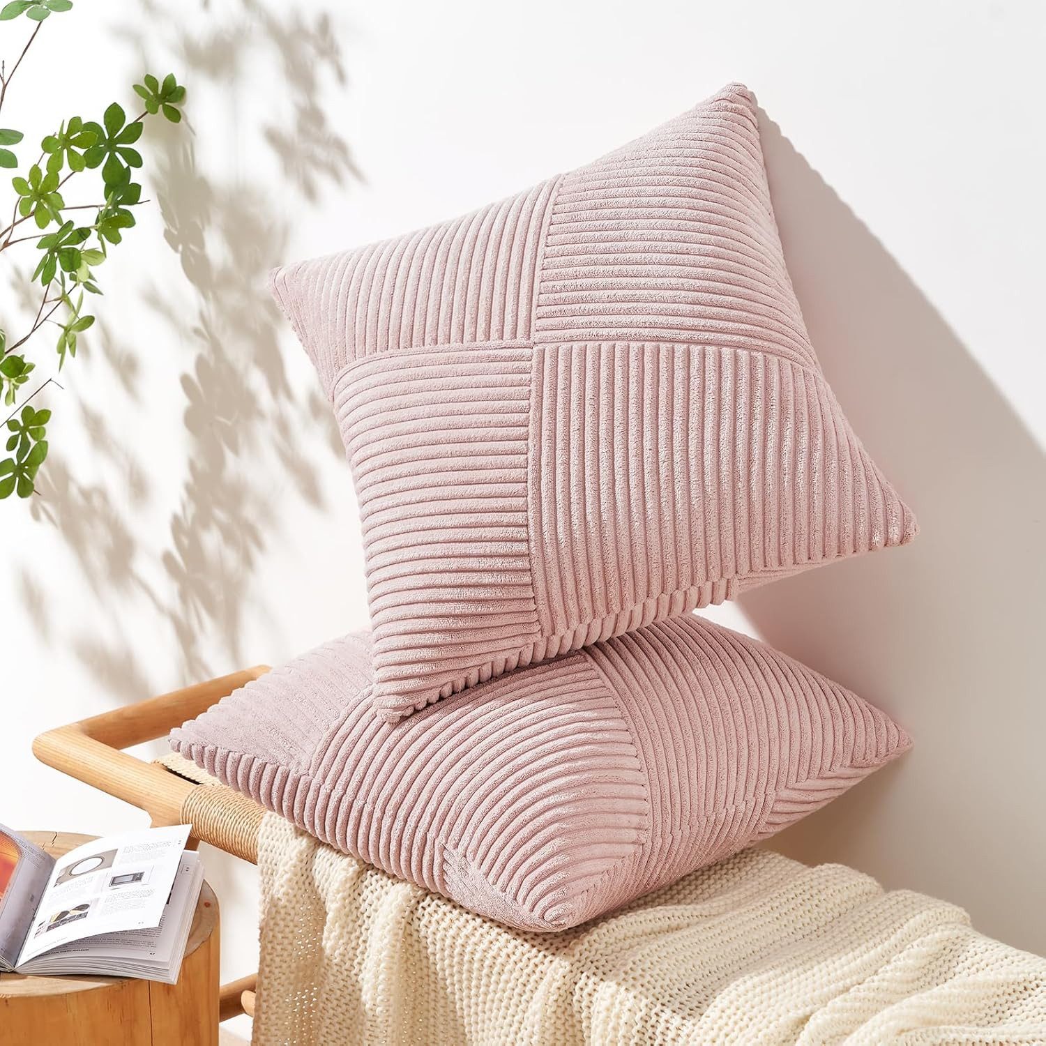 Topfinel Kissenbezüge Kordsamt 2er Set-Windmühle Streifen Muster-Sofakissen günstig online kaufen