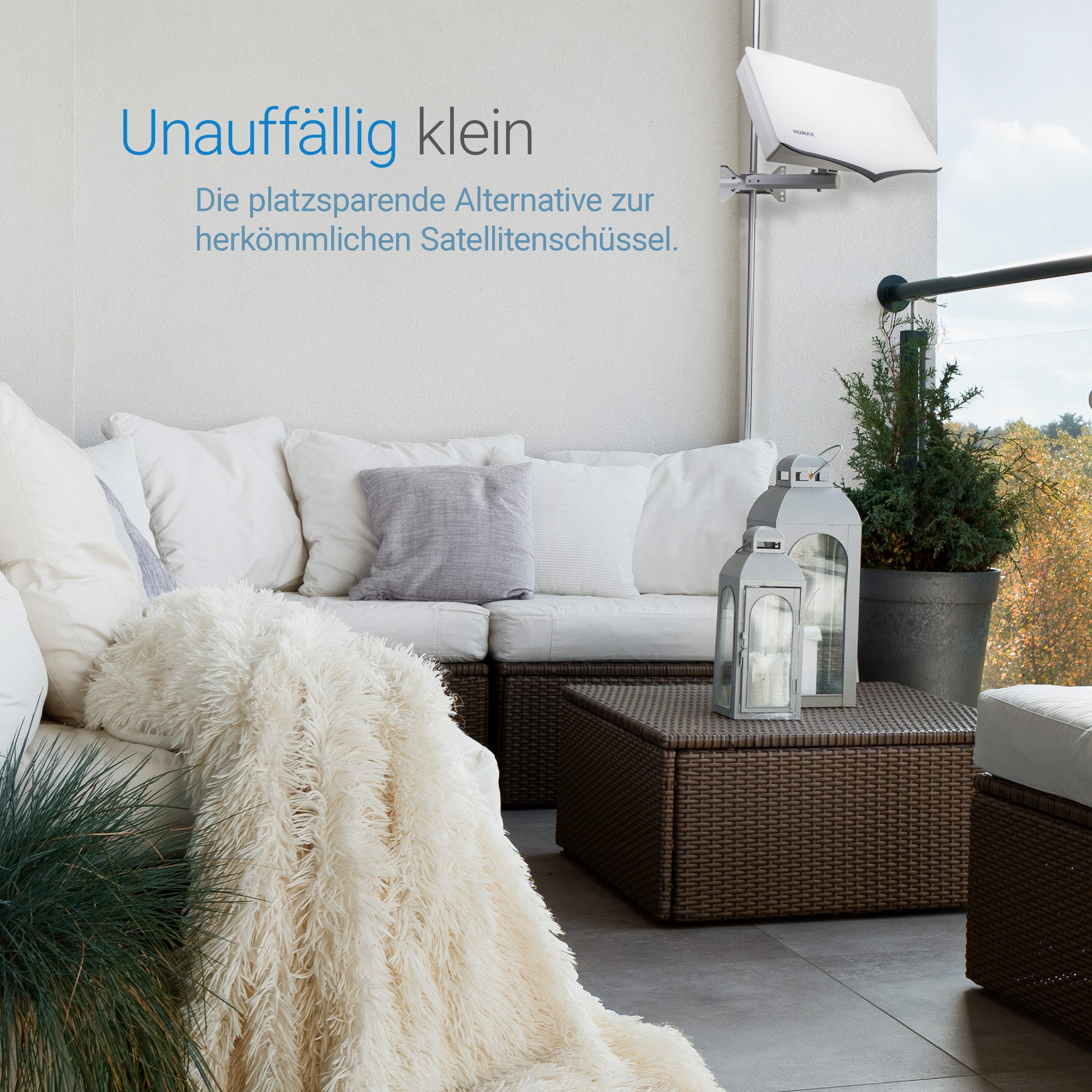 Humax H40D2 Flachantenne (Kunststoff, Twin-LNB, Empfang von Astra 19°, Hot Bird 13)