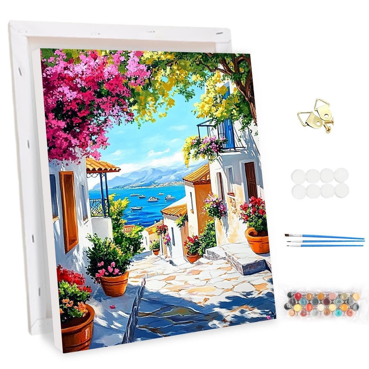LuxusKollektion Malen nach Zahlen Malen nach Zahlen mit Rahmen Meer Blumen 30x40cm (1-St)