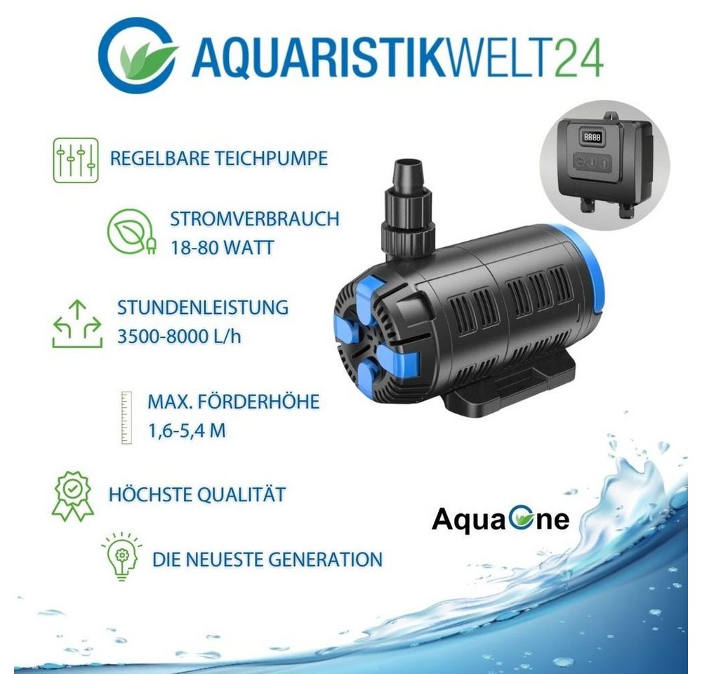 Thumbnail - Aquaone Teichpumpe CET-8000 regelbare Eco Teichpumpe 18-80 Watt 3500 bis 8000 L/h