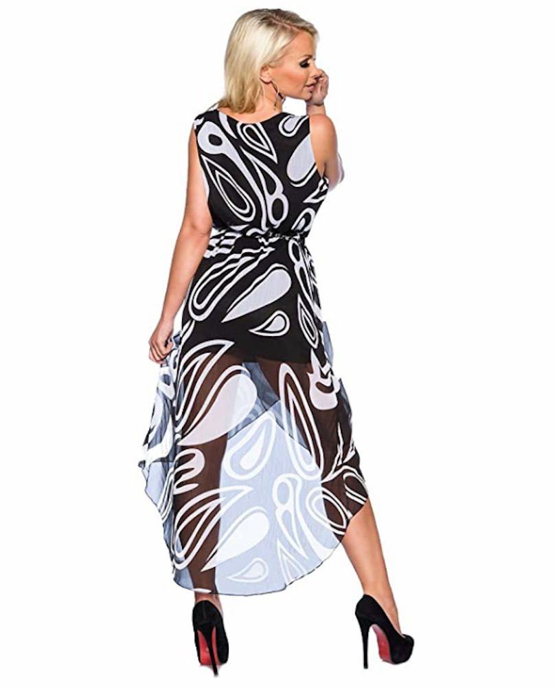 asymmetrisch Gürtelkette Chiffon-Kleid Sommerkleid Sommerkleid Vokuhila