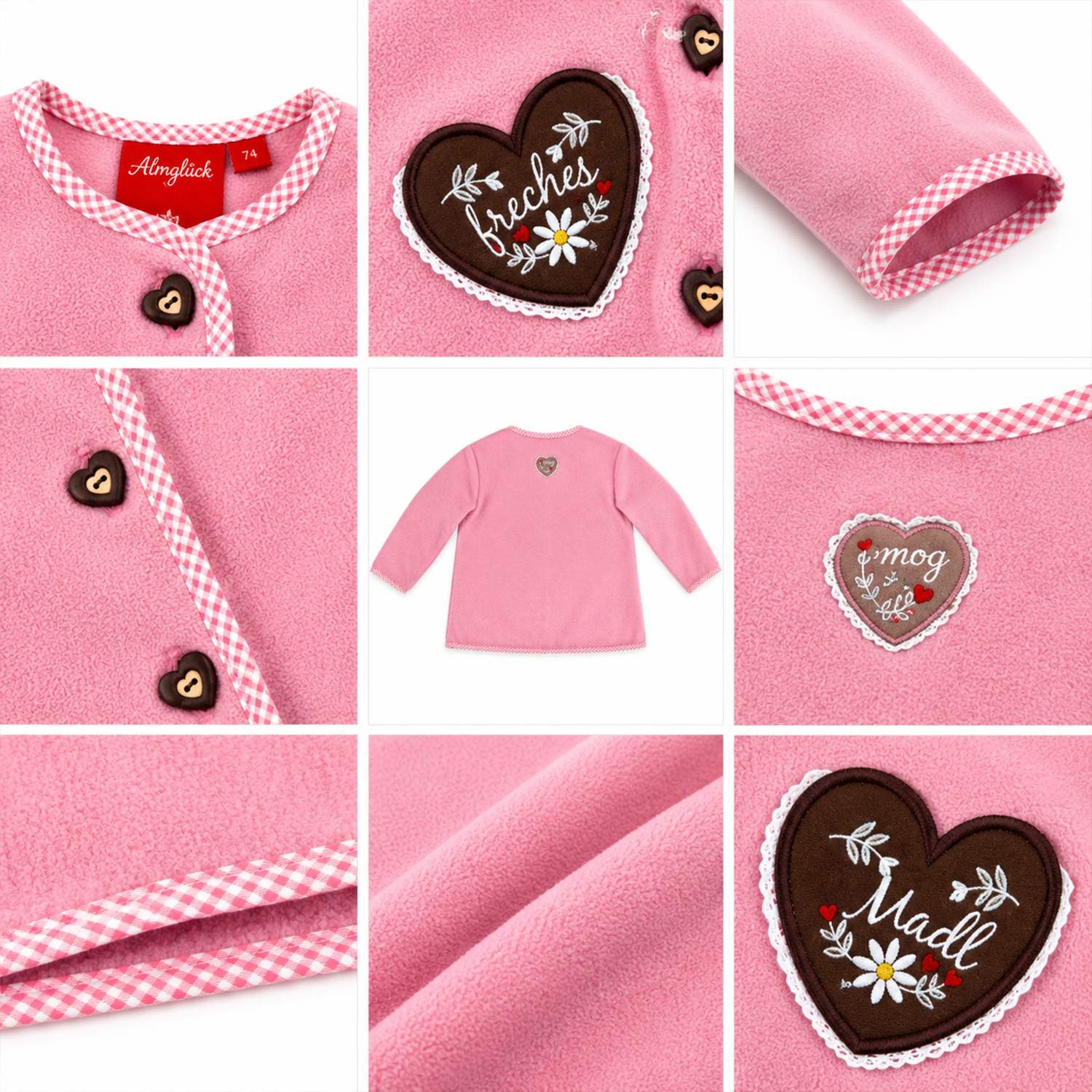 BONDI Strickjacke Baby Mädchen Fleecejacke 'Freches Madl' 86851, Ol – Bild 5 von 5