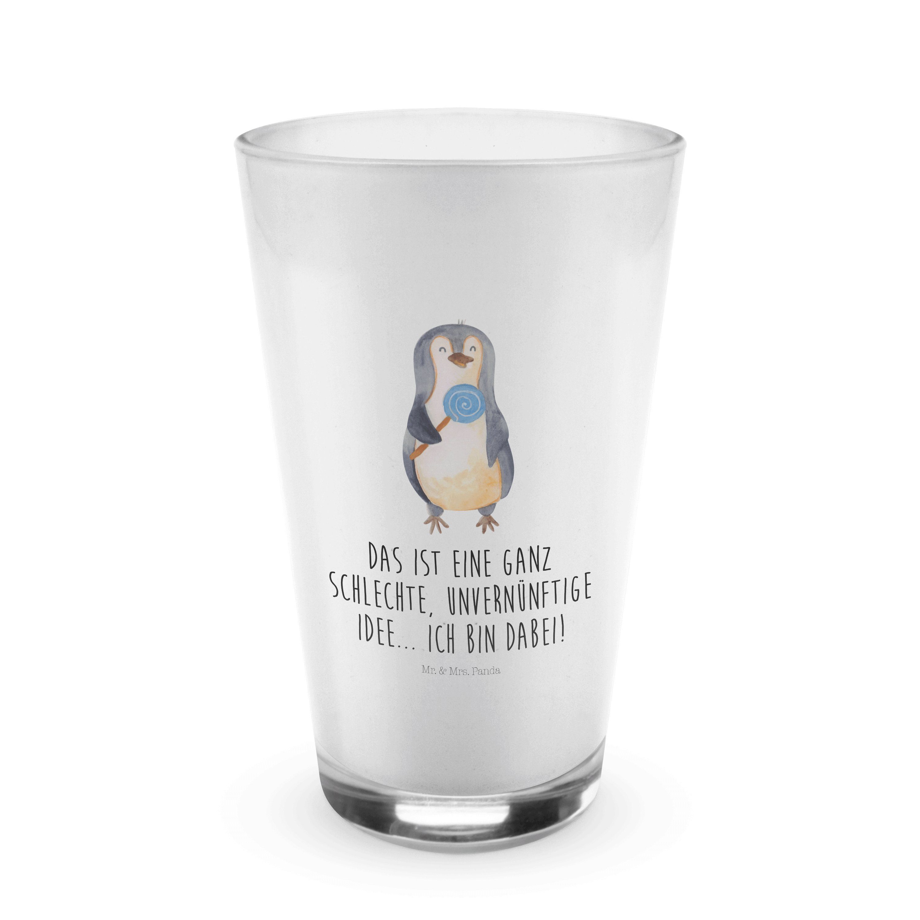 Cappuccino Transparent Premium & Panda - Pinguin Geschenk, Glas Mr. Mrs. - Glas Glas, Tasse, Lolli Cappu,