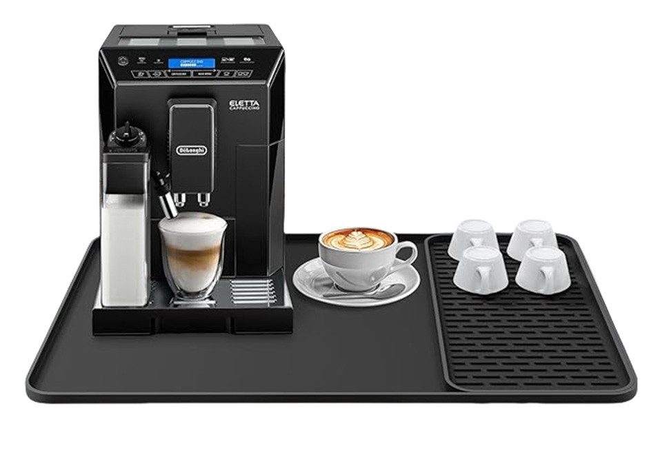 Coonoor Abtropfmatte 2-in-1 Kaffeemaschinenmatte mit abnehmbarer Abtropfmatte, Zubehör für Geeignet für Küchenarbeitsplatten, Kaffeebar-Zubehör, ideal für den Einsatz unter Kaffeemaschinen, Kaffeekannen, Espressomaschinen und Geschirrhaltern., Hauptmatte 60×40 cm, abnehmbare Trockenmatte 40×19 cm.