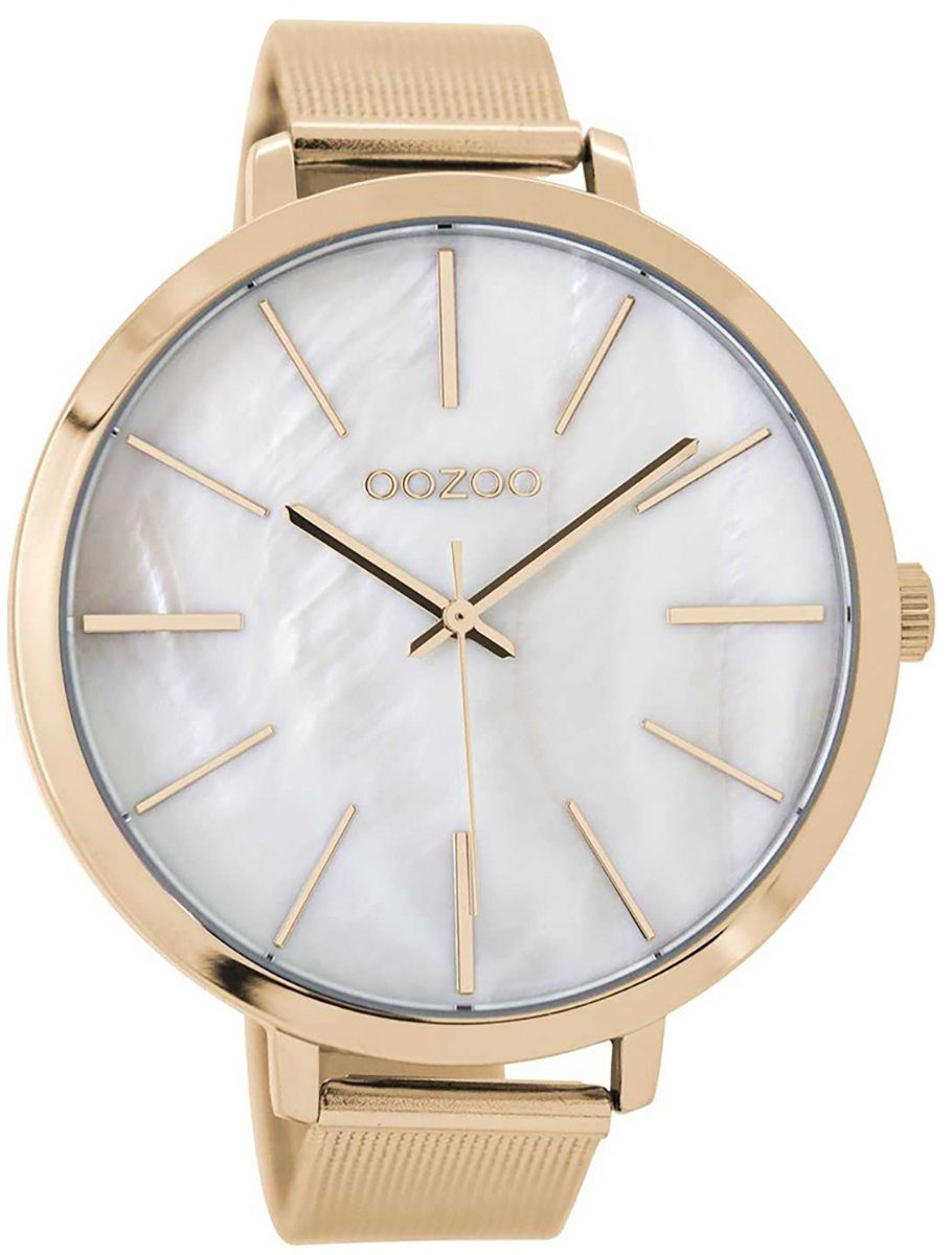 OOZOO Quarzuhr rund, Fashion-Style Analog, 48mm) Metallarmband, extra Oozoo Armbanduhr groß Damen rosegold (ca. Damenuhr