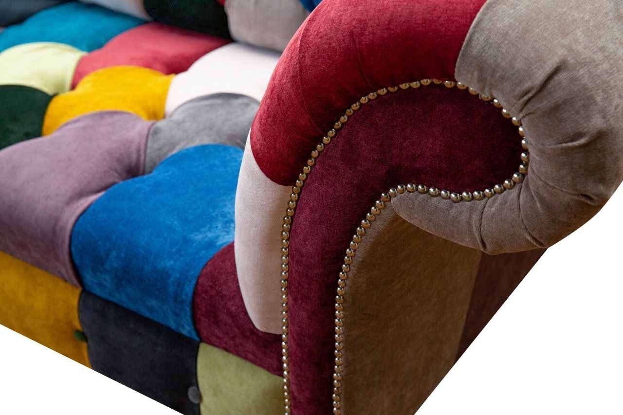 JVmoebel Sofa Sofa Chesterfield Design Sitz Polster Mehrfarbig Buntes Textil, Europe in Made