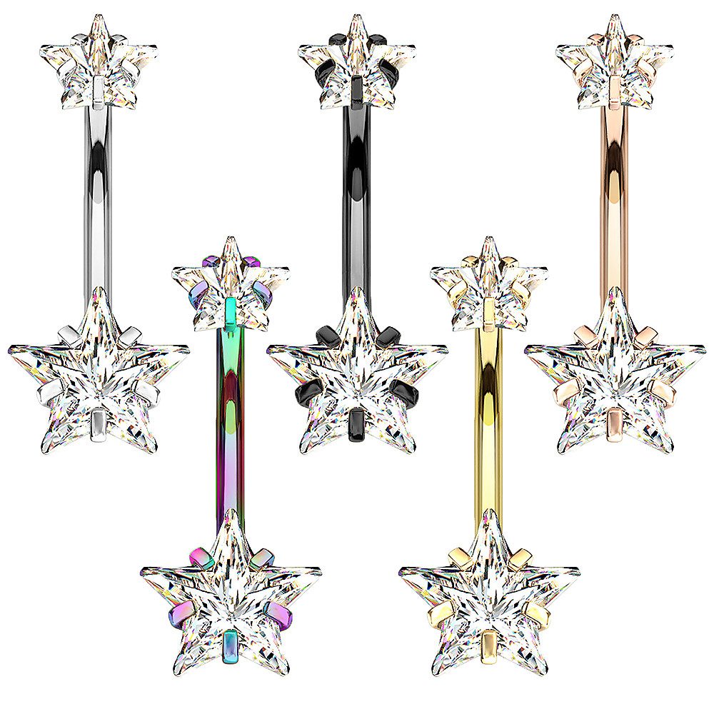 Taffstyle Bauchnabelpiercing NS016 - Rainbow (Bauchnabel Piercing Schmuck Stecker), Bauchnabelpiercing Banane