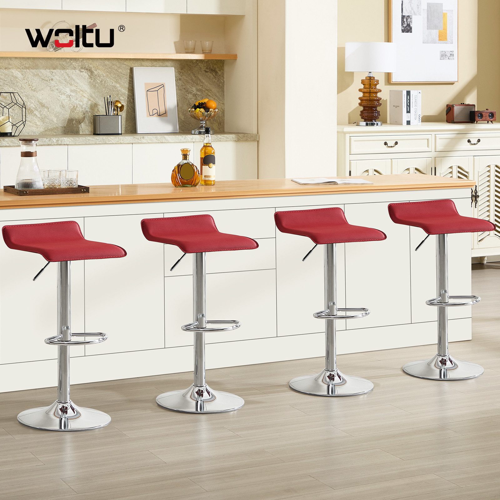 Woltu Barhocker (1 St), Design Hocker stufenlose Höhenverstellung Kunstlede günstig online kaufen