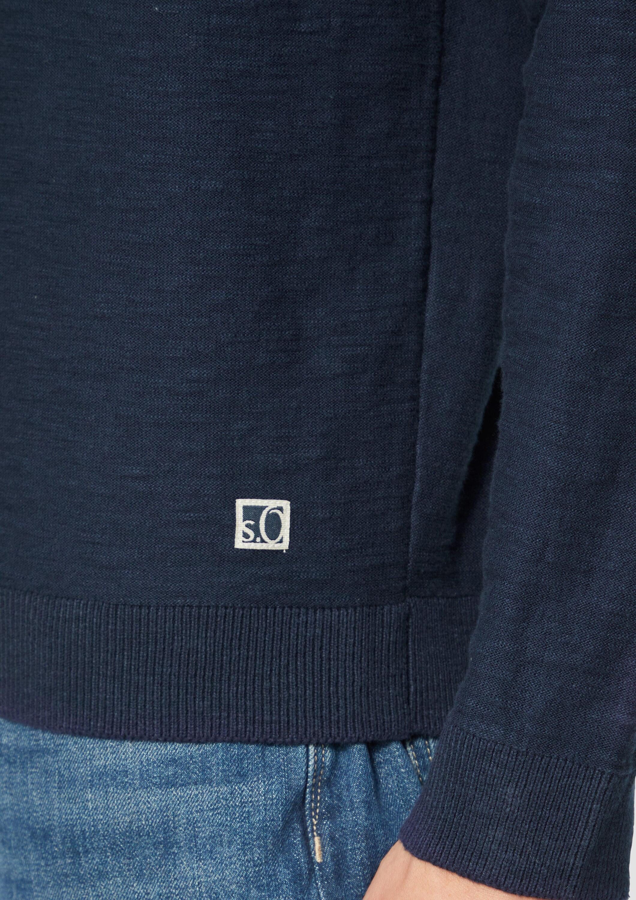 s.Oliver Longpullover Strickpullover Raglan-Strickpullover mit Flammgarnstruktur