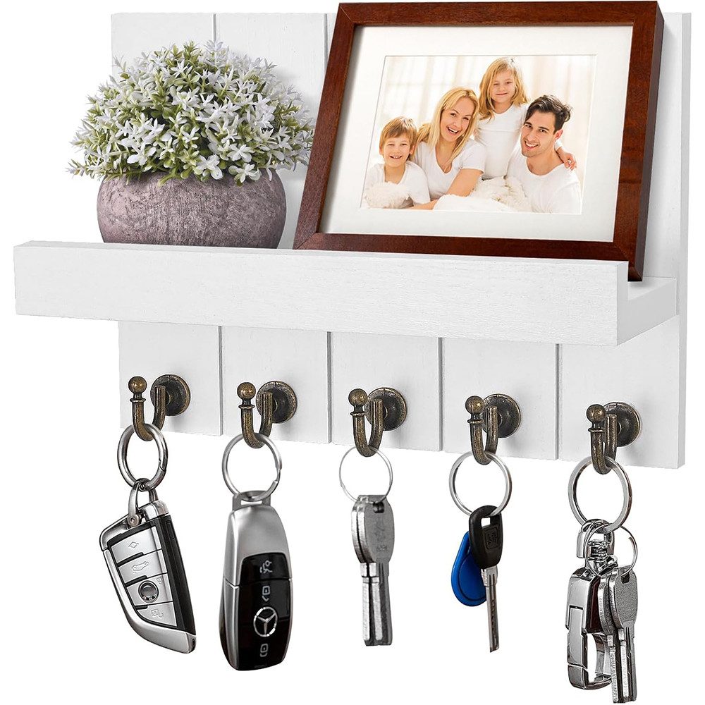NUODWELL Schlüsselbrett Schlüsselbrett aus Holz, Schlüsselhalter mit Ablage günstig online kaufen