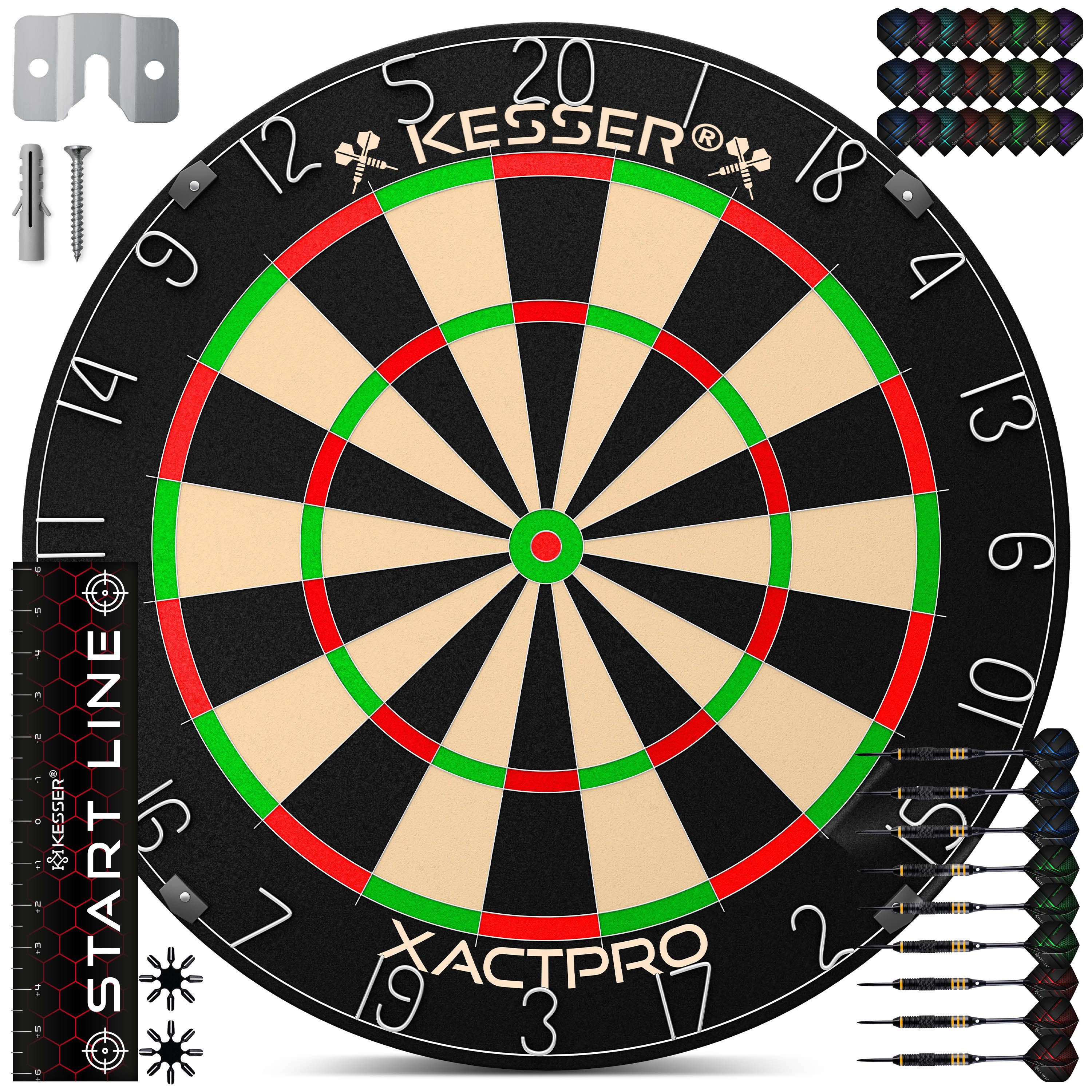 KESSER Dartscheibe Classic 45cm mit 9 Dartpfeilen mit Metallspitze, Dartscheibe Sisal mit Dartpfeile Professional Dartboard