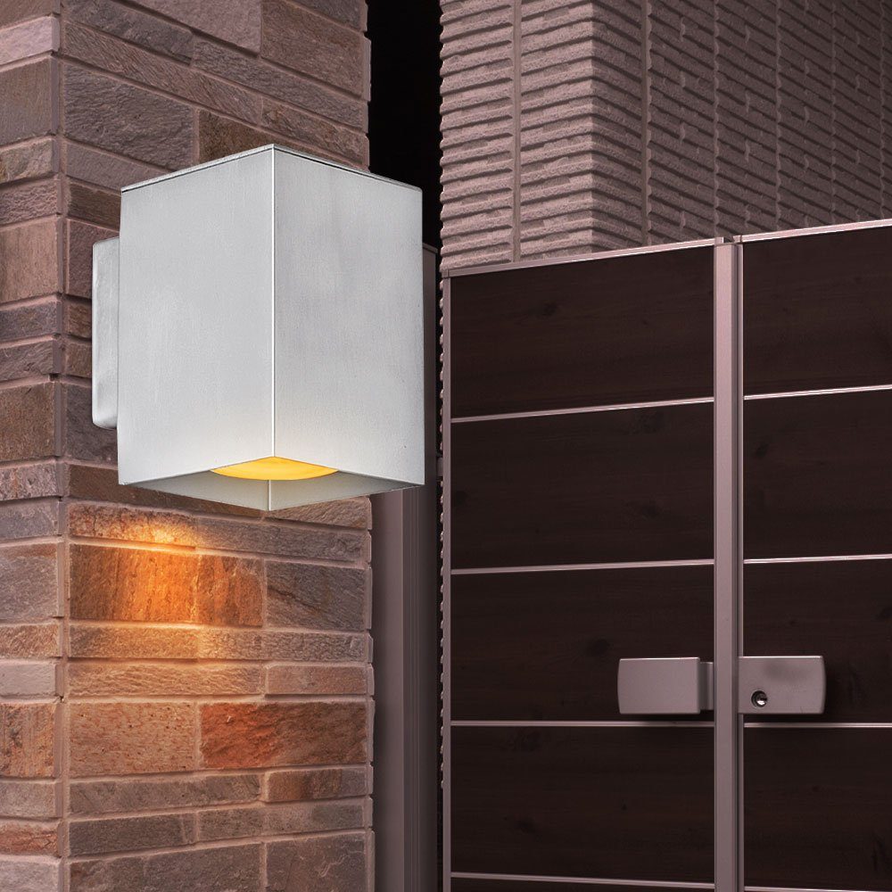 LED inklusive, Leuchtmittel Terrassen Wand Strahler Außen-Wandleuchte, Warmweiß, Farbwechsel, Außen Park 2er etc-shop Lampen Set