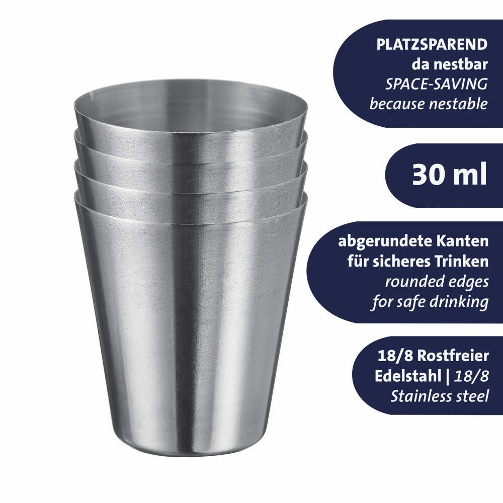 WESTMARK Flachmann mit Trichter, 236 ml »Delano« + 4 Mini-Becher