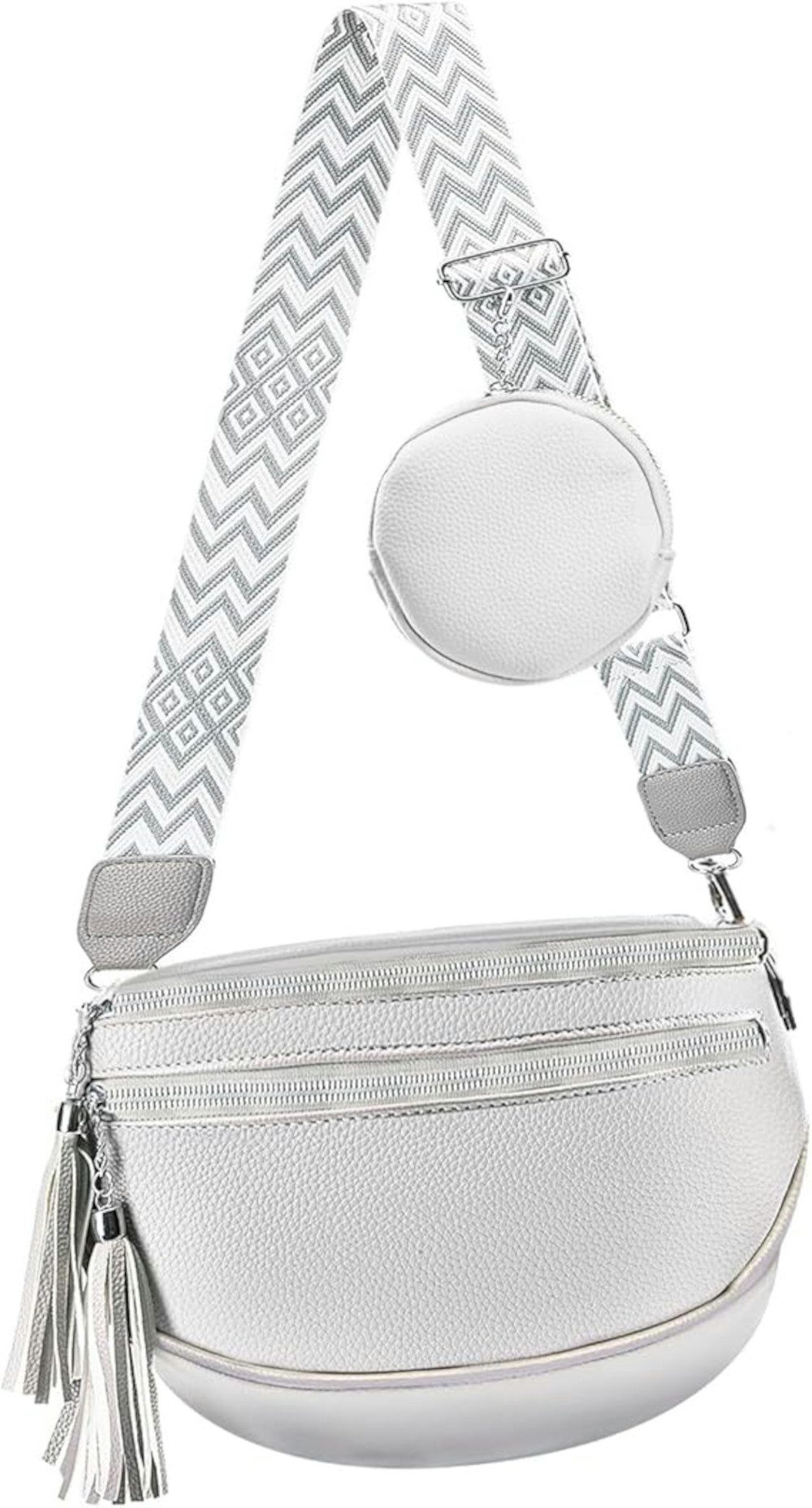 Freizeittasche Moderne Crossbody Tasche Umhängetasche mit Münzgeldbörse - Silber Grau