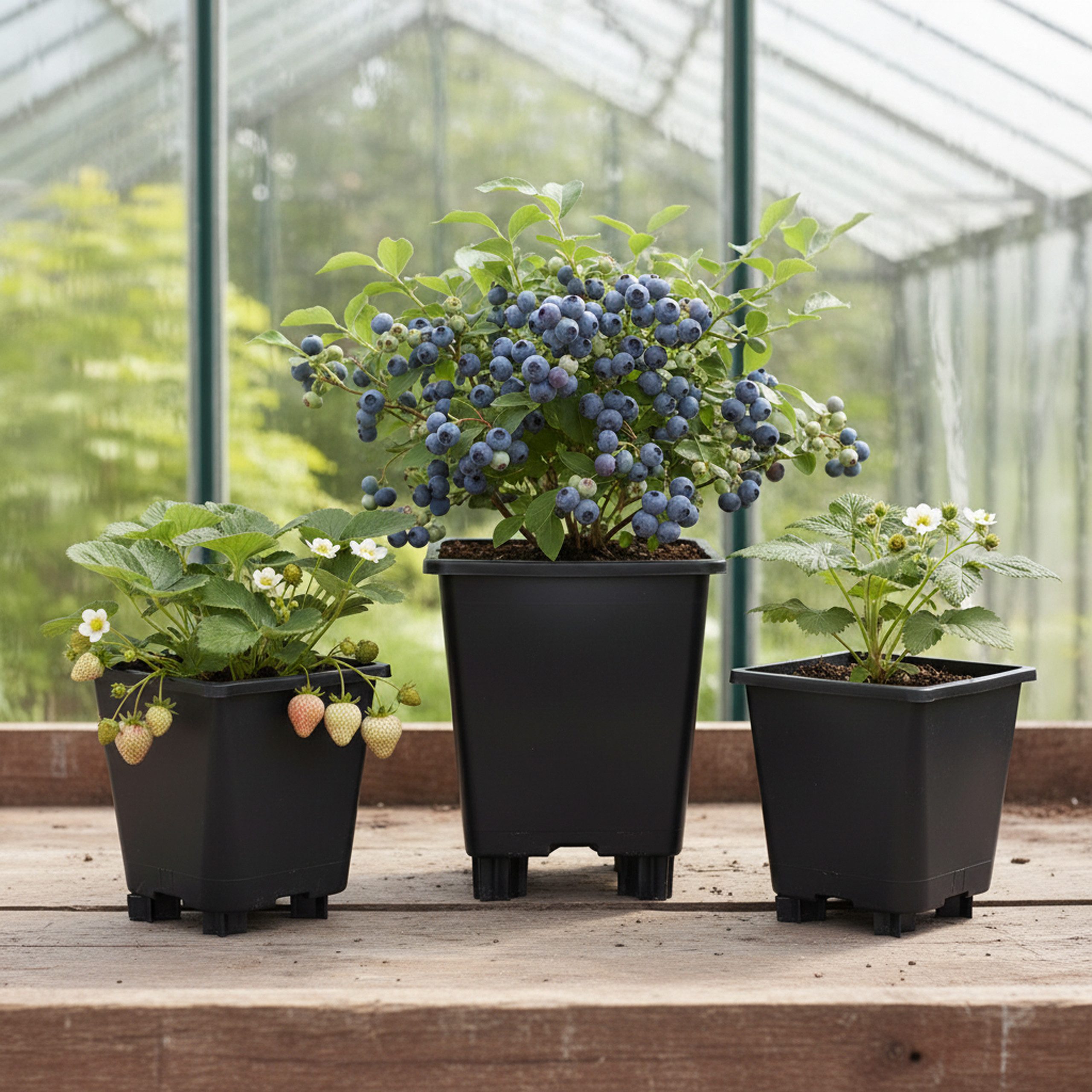 Garronda Blumentopf Kunststoff mit Standfüßen für Erdbeeren und Himbeeren GD-0206 (10 St., 10er Set)