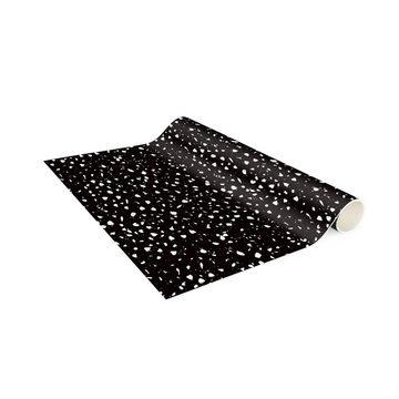 Läufer Teppich Vinyl Flur Küche Muster Terrazzo lang modern, Bilderdepot24, Läufer - schwarz weiß glatt
