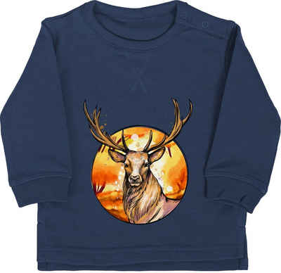 Shirtracer Sweatshirt »Hirsch mit Hintergrund - Mode für Oktoberfest Baby Outfit - Baby Pullover« baby langarmshirt oktoberfest münchen - baby-pullover bayerisch