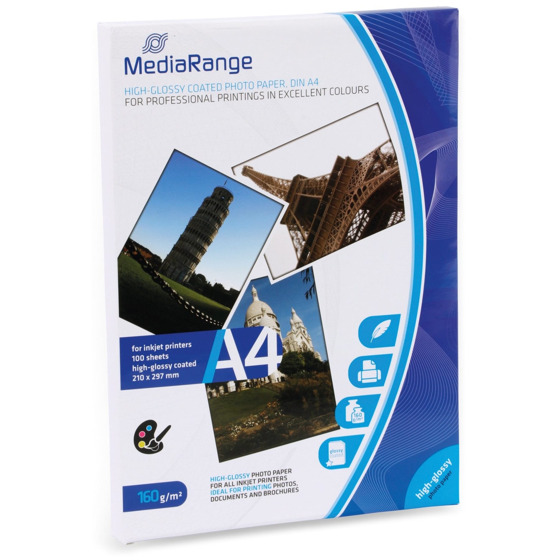 Mediarange Fotopapier MEDIARANGE Fotopapier DIN A4, 160 g/m², hochglanz, 100 Blatt