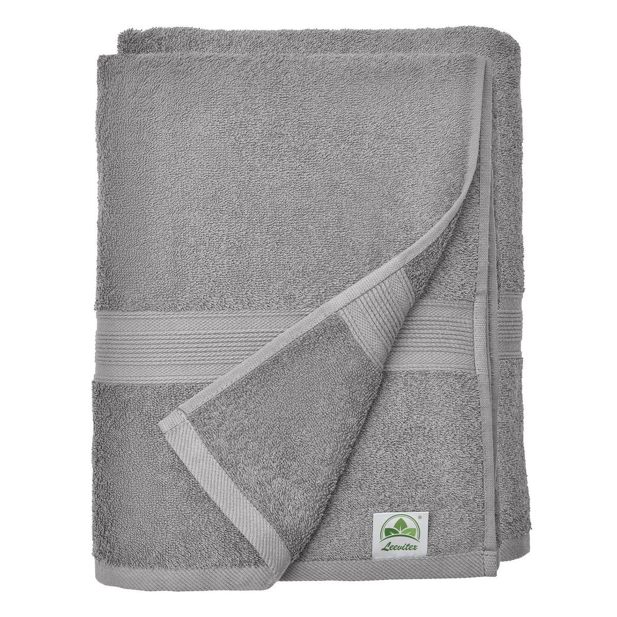leevitex® Saunatuch, 80x200 cm, 100% Baumwolle, saugstark und fusselfrei, Frottee (Set, 2-St), OEKO-TEX® STANDARD 100 zertifiziert, gestreifte Bordüre