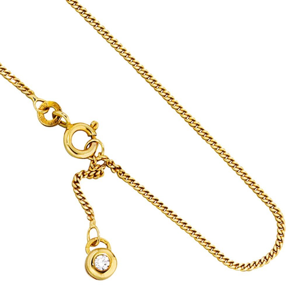Schmuck Krone Fußkette Fußkettchen mit Zirkonia, 333 Gold, Gold 333